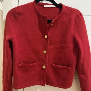 Abercrombie Red Luxe Loft Cardigan